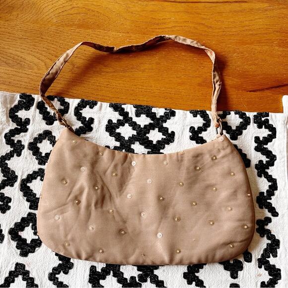 Y2k Express Fashion Embroidered Tan Shoulder Bag boho mini purse - Picture 4 of 10